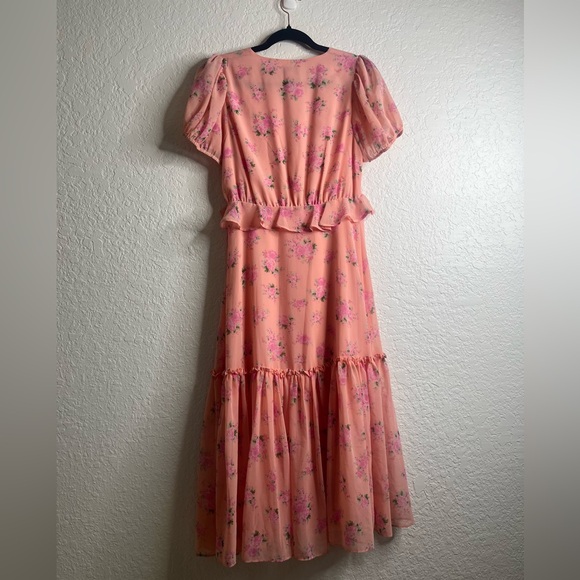 LoveShackFancy X Target Fleur Floral Pink Melon Midi Dress Sz 6 - Picture 7 of 9